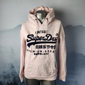 Superdry Vintage Premium Goods Shimmer All Over Print Blush Hoodie | Women's 8